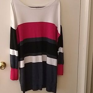 Liz Claiborne sweater gray, black, white, and red